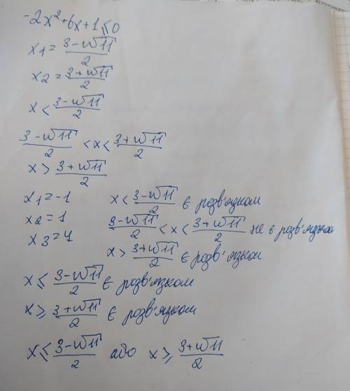 Укажіть число, що є розв'язком нерівності -2х² +6х+1≤0