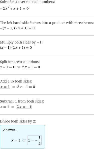 Выполните Неполное квадратные уравнения надо −2х²+х+1=0
