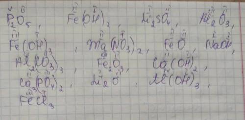 Составьте формулы следующих веществ: PO FeOH (II) LiSO 4 AlO FeOH (III) MgNO 3 FeO (II) NaOH AlCO 3
