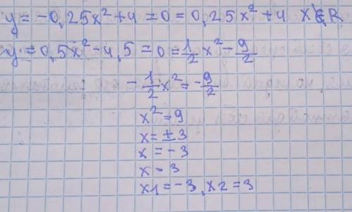 393. Постройте график функции: 1) у=-0,25х²+4; 2)у=0,5х²-4,5. Найдите по графику:а) множество значен
