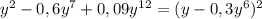 y^2-0,6y^7+0,09y^{12}=(y-0,3y^6)^2