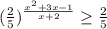 (\frac{2}{5} )^{\frac{x^2+3x-1}{x+2} }\geq \frac{2}{5}