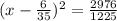 (x-\frac{6}{35} )^2=\frac{2976}{1225}
