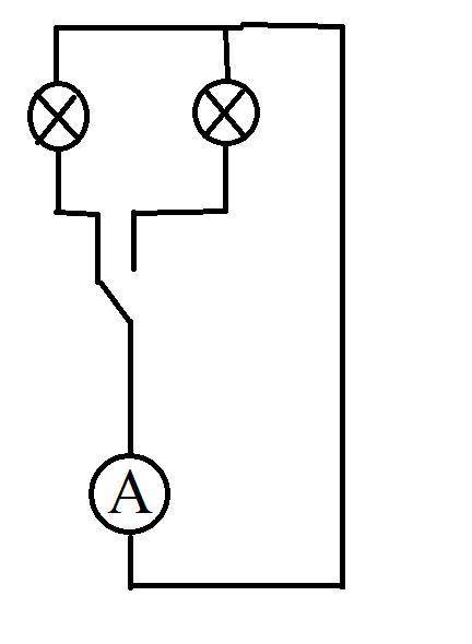 Начертите схему электрической цепи, состоящей из выключателя, 2-х электрических ламп, соединительных