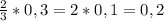 \frac{2}{3} *0,3=2*0,1=0,2