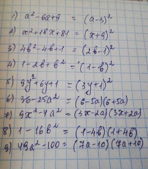 Разложите на множители тспользуя формулы алгебра