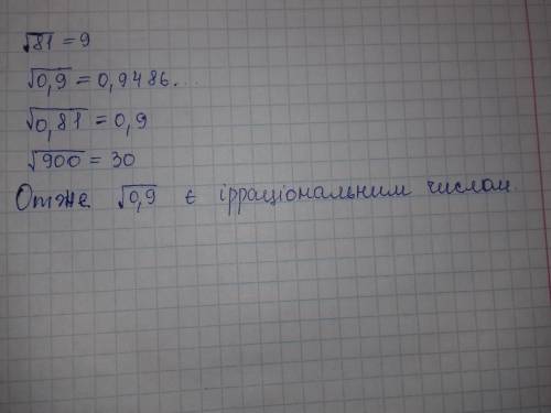 Які із чисел є ірраціональними?√81, √0,9, √0,81, √900