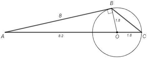 Окружность с центром на стороне AC треугольника ABC проходит через вершину С и касается прямой AB в