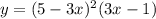y=(5-3x)^2(3x-1)
