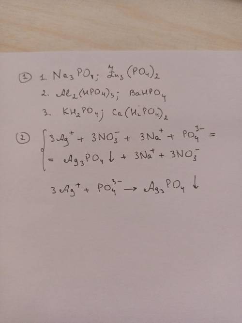 1. Напишите формулы: фосфатов Na и Zn, гидрофосфатов Al и Ba, дигидрофосфатов K и Ca. 2. Для приведе
