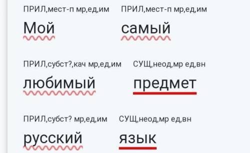 Сделайте синтаксический разбор предложений мой самый любимый прдмет русский язык, я каждый день хожу