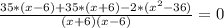 \frac{35*(x-6)+35*(x+6)-2*(x^{2} -36)}{(x+6)(x-6)} =0