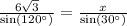 \frac{6 \sqrt{3} }{ \sin( {120}^{ \circ} ) } = \frac{x}{ \sin( {30}^{ \circ} ) }