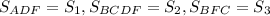 S_{ADF}=S_1,S_{BCDF}=S_2,S_{BFC}=S_3