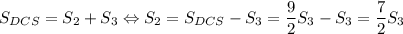 S_{DCS}=S_2+S_3\Leftrightarrow S_2=S_{DCS}-S_3=\dfrac{9}{2}S_3-S_3=\dfrac{7}{2}S_3