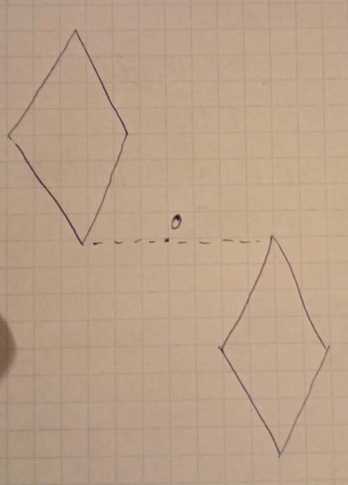 На рисунке 1 показаны фигуры,симметричные относительно точки O. На рисунке 2 показана фигура и точка