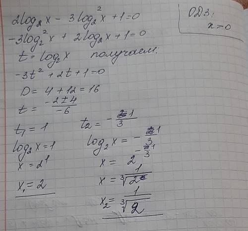 решить ответ должен получиться: x1=0,5 3^ √4 x2=2