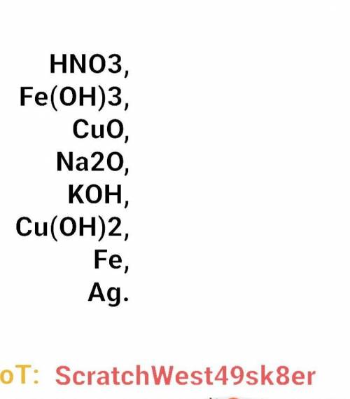 С какими из указанных веществ будет реагировать соляная кислота? Кон, HNO3, Fe(OH)3, CO2, CuO, Na2O,