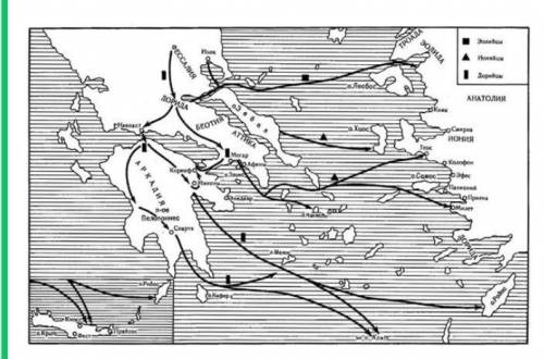 Обозначьте стрелками основные пути вторжения в Грецию в конце 2 тысячелетия до н. э. и напишите назв