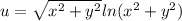 u=\sqrt{x^2+y^2}ln(x^2+y^2)
