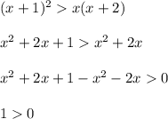 (x+1)^2 x(x+2)x^2+2x+1 x^2+2xx^2+2x+1-x^2-2x 01 0