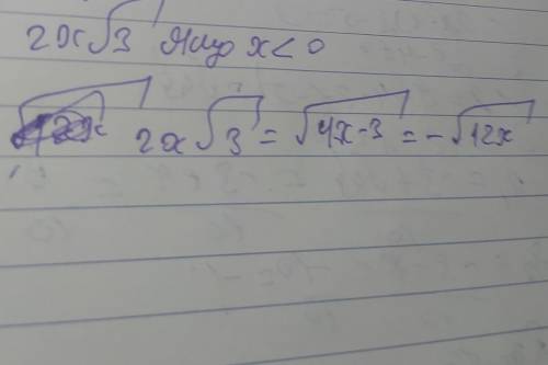 Внести множник під знак кореня, якщо x <0. 2x√3