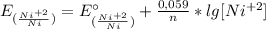 E_{(\frac{Ni^{+2}}{Ni})} = E^{\circ}_{(\frac{Ni^{+2}}{Ni})} + \frac{0,059}{n}*lg[Ni^{+2}]