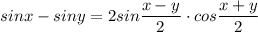 sinx-siny=2sin\dfrac{x-y}{2}\cdot cos\dfrac{x+y}{2}