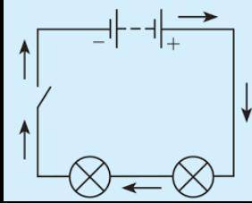 Накресліть схему електричного кола в якому послідовно з'єднані батарея гальванічного елемента