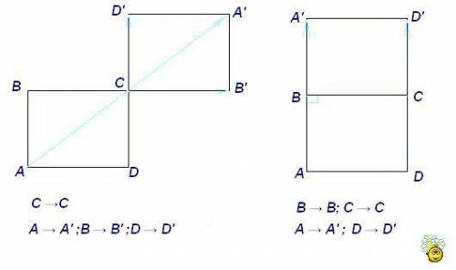 Дан прямоугольник ABCD. Постройте фигуру, на которую отображается этот прямоугольник: а) при централ
