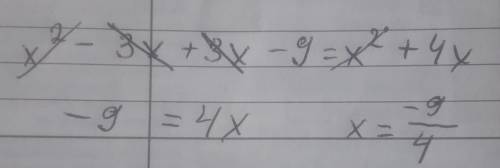 Розв’яжіть рівняння (х+3)(х-3)=х(х+4)