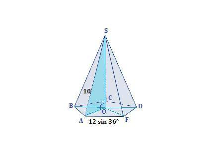Основанием правильной пирамиды является многоугольник с суммой внутренних углов 540* и стороной 12si
