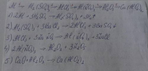 Напишіть рівняння реакцій, за до яких можна здійснити такі перетворення: Al → Al2(SO4)3 → AlCl3 → Al