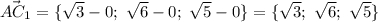 \vec{AC_1}=\{\sqrt{3} -0;\ \sqrt{6} -0;\ \sqrt{5}-0 \}=\{\sqrt{3} ;\ \sqrt{6} ;\ \sqrt{5} \}