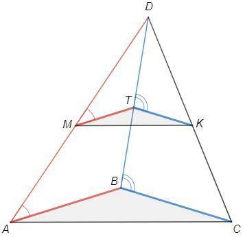 ДО ІТЬ❤️ Точка D не належить площині трикутникаABC.Точки M,T,K належать відрізкам DA,DB,DC відповідн