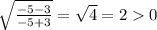 \sqrt{\frac{-5-3}{-5+3} }=\sqrt{4 }=2 0