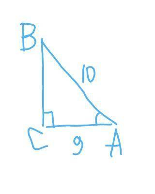 В треуголнике ABC угол C = 90°, AC = 9см, AB = 10см найтикосинус угла А.