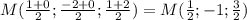 M(\frac{1+0}{2} ;\frac{-2+0}{2};\frac{1+2}{2} )=M(\frac{1}{2};-1;\frac{3}{2})