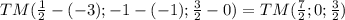 TM(\frac{1}{2} -(-3);-1-(-1);\frac{3}{2}-0)=TM(\frac{7}{2} ;0;\frac{3}{2} )