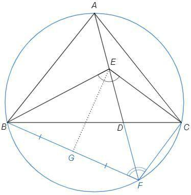 ABC - треугольник, в котором АВ = АС. D - точка на стороне BC и Е - точка на отрезке AD. Угол BED ра