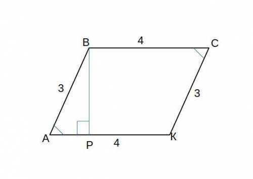 . Обчислити площу паралелограма зі сторонами 3 см і 4 см і кутом між ними 30 .̊