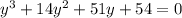 y^3+14y^2+51y+54=0