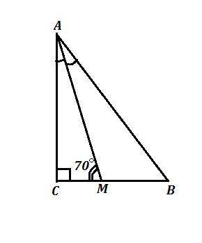 В прямоугольном треугольнике из вершины острого угла проведена биссектриса, которая образует с проти