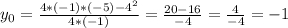 y_0=\frac{4*(-1)*(-5)-4^2}{4*(-1)}=\frac{20-16}{-4}=\frac{4}{-4}=-1