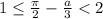 1 \le \frac{\pi }{2} - \frac{a}{3} < 2