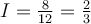 \large \boldsymbol {} I = \frac{8}{12} =\frac{2}{3}
