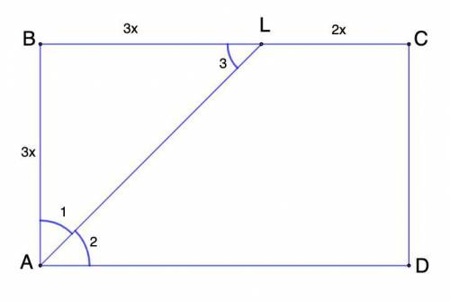 Бісектриса AL прямокутника ABCD , периметр якого дорівнює 64 см, ділить його сторону у відношенні 3