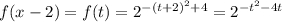 f(x-2)=f(t)=2^{-(t+2)^2+4}=2^{-t^2-4t}