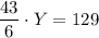 \dfrac{43}{6} \cdot Y=129