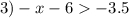 3) -x-6 -3.5